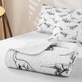 thumbnail image 4 of Feelyou Dinosaur Wildlife Quilt King for Men Boys, Vintage Line Art Prehistoric Animal King Coverlet Set, Black White, 3 Pieces, 4 of 7