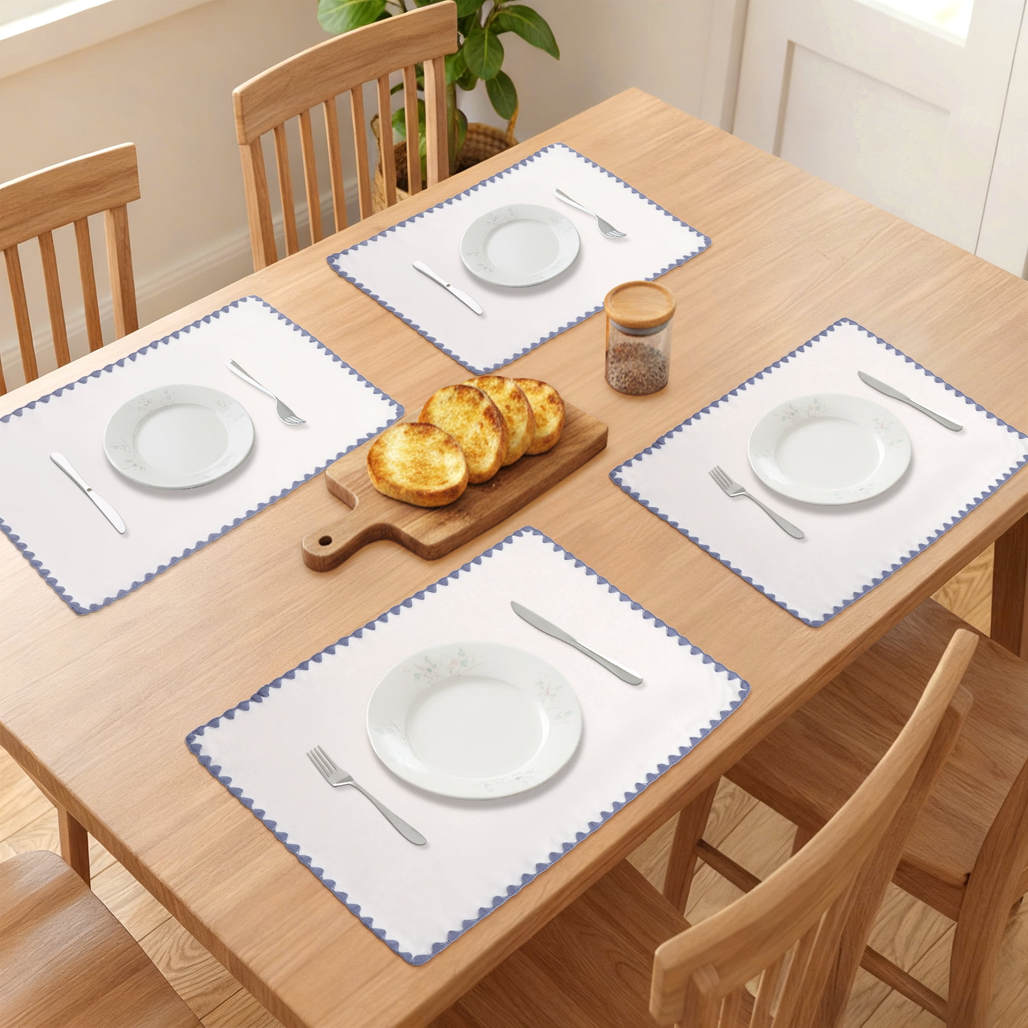 Unique Bargains Farmhouse Set of 4 Linen Placemats for Dining Table Decor Gray