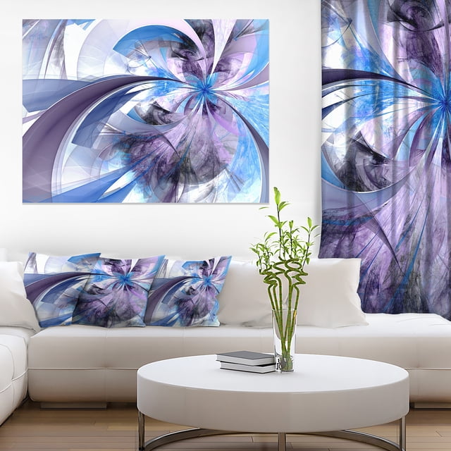 Purple and Blue Symmetrical Fractal Flower - Floral Canvas Art Print