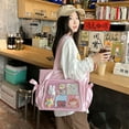 thumbnail image 2 of Ballet Style Ribbon Bow Handbag Genjuku Style Student Double sided Shoulder Bag Manga Sweet Forest Large Capacity Tote Bag, 2 of 5