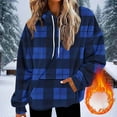 thumbnail image 2 of SwiftWear Women's Plaid Flannel Hoodie Cozy Weighted Fleece-Lined Pullover Soft Long Sleeve Casual Sweatshirt Loungewear Blue, 2 of 5