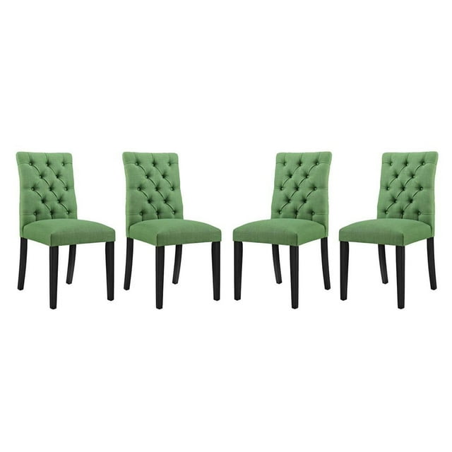 Modway Duchess Chaise de Salle à Manger en Tissu, Ensemble de 4, Vert