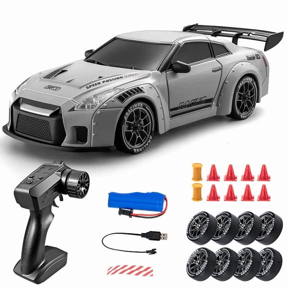 1:24 Scale 4WD RC Drift Car, 2.4G Remote Control Car with Dual Tires, LED Lights, 20 KM/H, RC Racing Sport Toy Car for Adults Gift