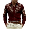 thumbnail image 4 of Tisuna Men'S Long Sleeve Shirts Floral Print Lapel Collar Button Down Tops Lightweight Retro Mens Western Style Playwear Clothes Size Xl, 4 of 4