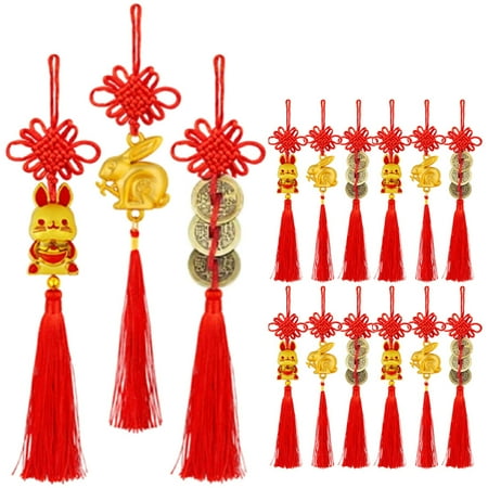 

HOMEMAXS 15Pcs Chinese Knots with Tassels Chinese Knotting Cord Chinese Decorative Knots for New Year Decoration