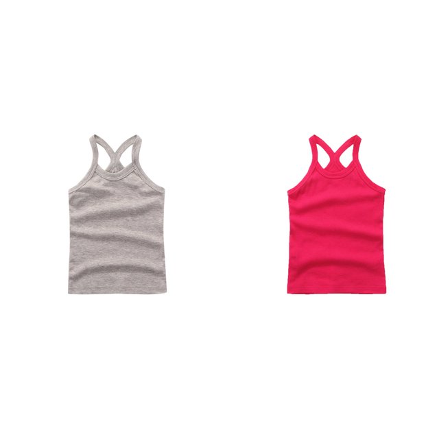 (2-Pack) Rinsvye Children Vest Sleeveless Undershirt Pure Tank Tops Girls Lightweight Breathable Summer