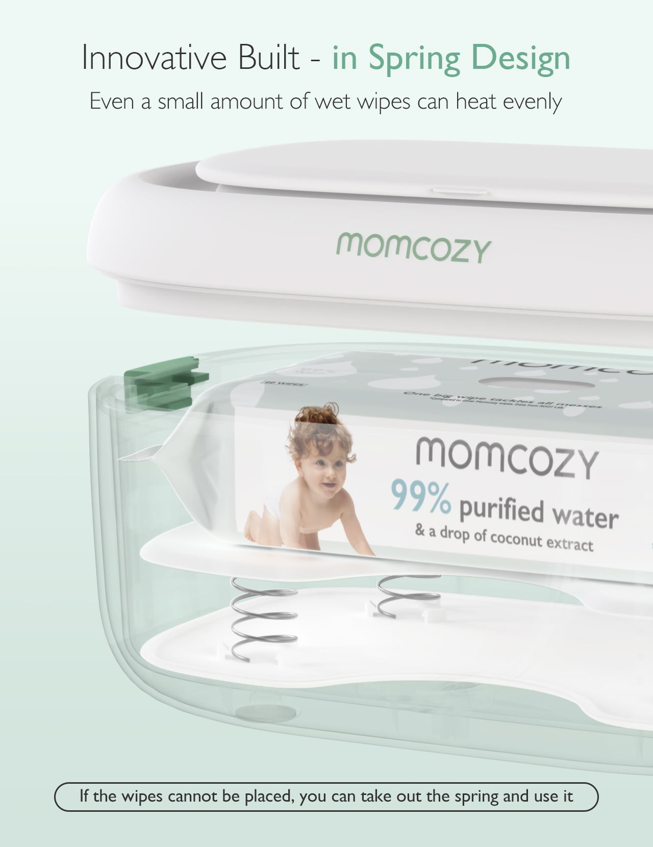 Momcozy Baby Wipe Warmer with Spring Design, 4 Modes Temperature, Wipe Dispenser with Night Light