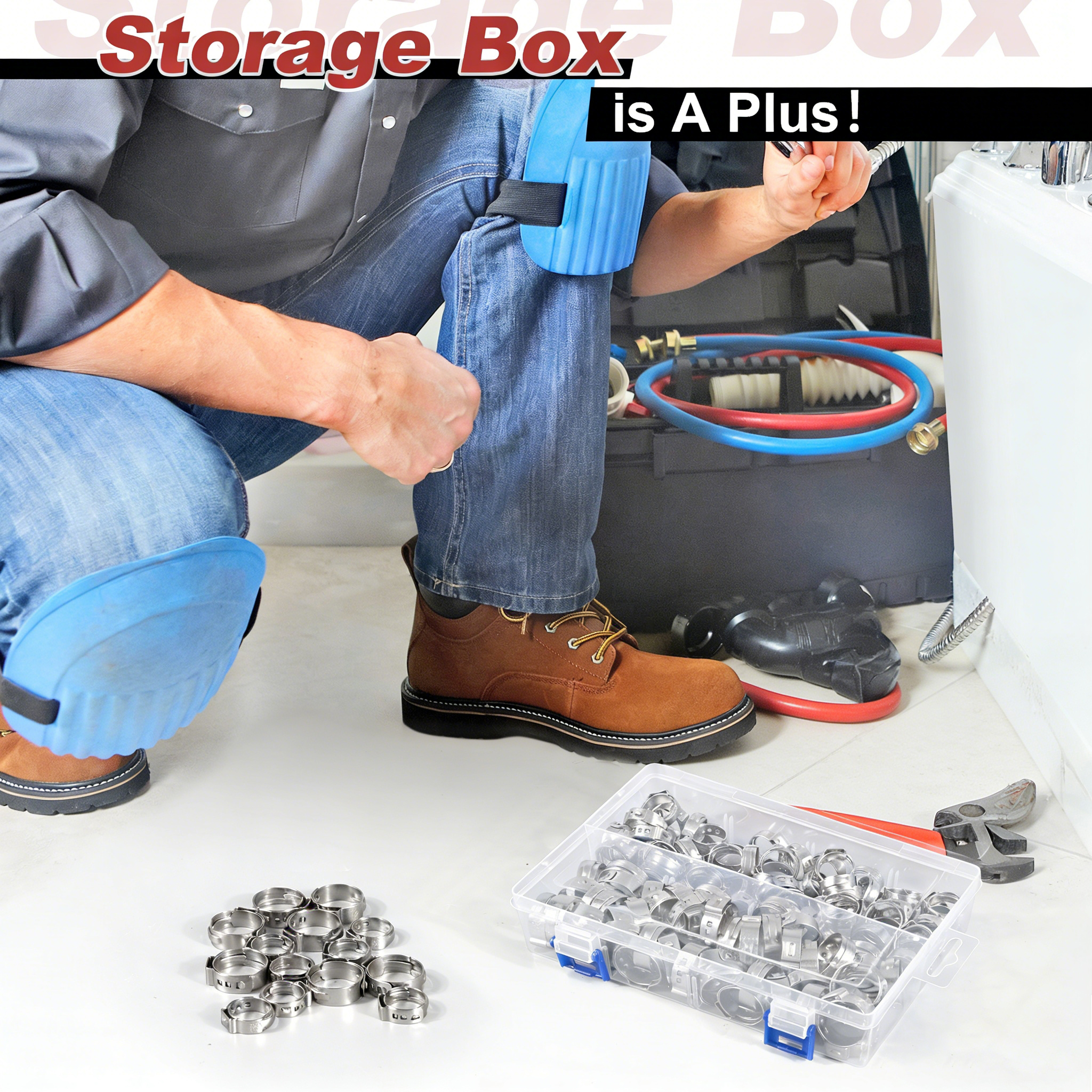 Angooni 120PCS 1/2",3/4" PEX Clinch Clamps Kit, Premium 304 Stainless Steel PEX Clamp Rings, Rings Pinch Clamps for PEX Pipe Fitting Connections