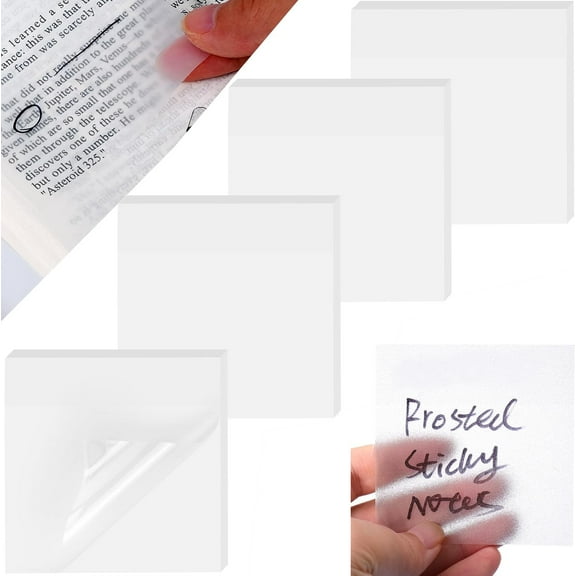 RUseeN Sheets Transparent Sticky Notes, 3x3 inch 4 Pads Clear Sticky Notes, Self-Stick Translucent See Through Post Note Pads for Books Annotation