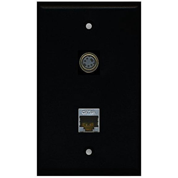 RiteAV - Black 1 Port S-Video 1 Port Cat6a Wall Plate