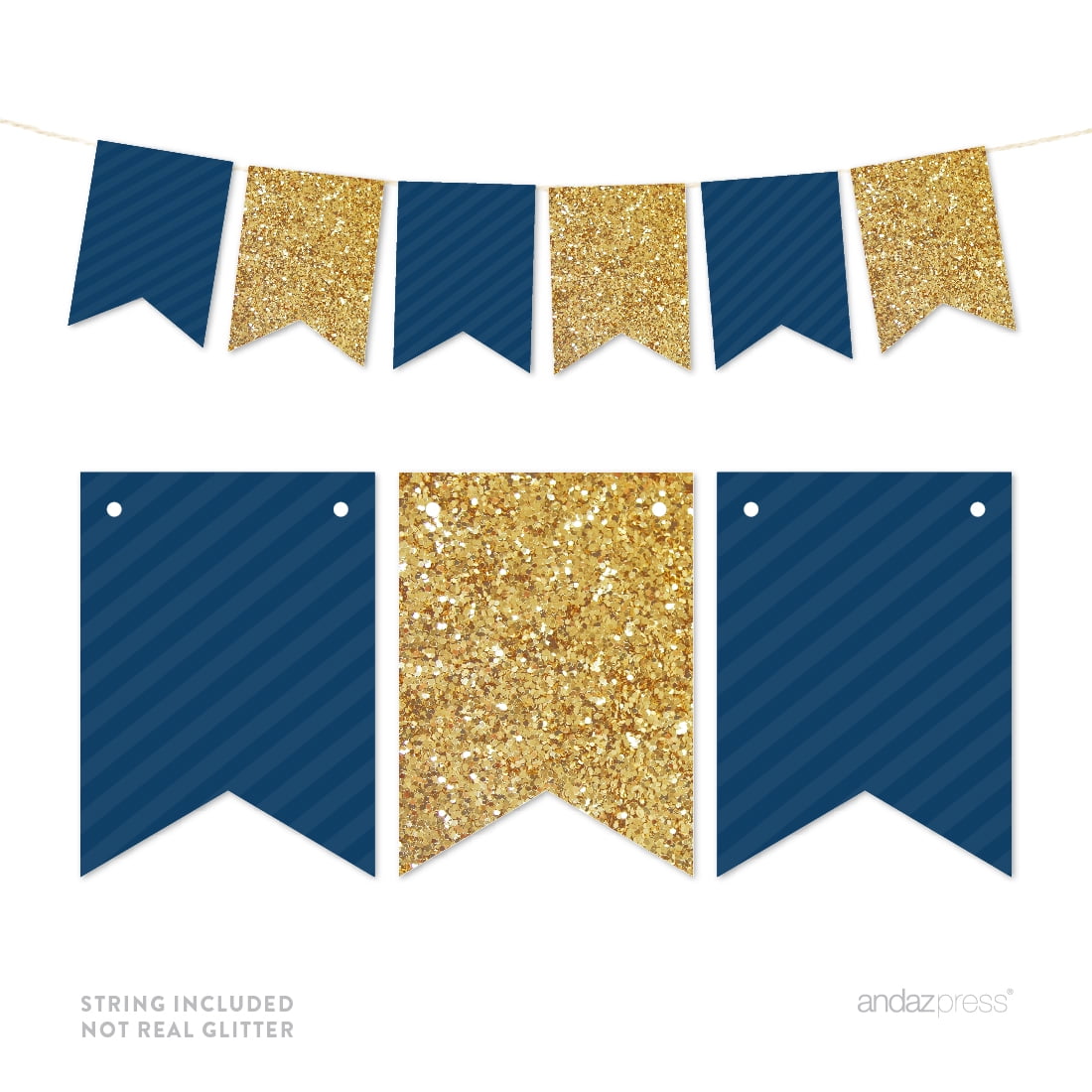 navy blue gold glitter pennant party banner walmartcom walmartcom
