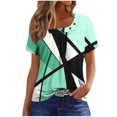 thumbnail image 2 of fanshangmao Summer Short Sleeve Tops for Women Trendy Summer Tops for Women Trendy Round Neck Shirt Color Block Shirt Women Tops Casual, 2 of 5