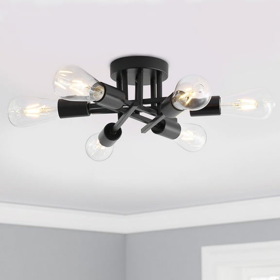 Aiwen Metal 6 Lights Semi Flush Mount Ceiling Lamp Vintage Light Fixture