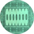 thumbnail image 1 of Ahgly Company Indoor Round Southwestern Turquoise Blue Country Area Rugs, 4' Round, 1 of 4