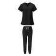 thumbnail image 2 of Milageto 2x Female Scrub Set Machine Washable Nurse Work Clothing Green and Black, 2 of 8
