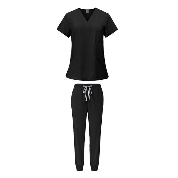 Wxqbjtam Female Scrub Set Nurse Workwear V Neckline Professional Machine Washable Top and M