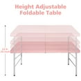 thumbnail image 7 of Portable Folding Table,4ft Plastic Folding Table with Telescopic Legs and Triangle Stand,Small Indoor Outdoor Height Adjustable Tool Table with Carrying Handle for Camping and Party,Pink, 7 of 7