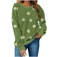 thumbnail image 2 of ClodeEU Women's Floral Print Long Sleeve Sweatshirts ,Casual Crew Neck Loose Going Out Pullover Tops Green,Womens Plus XL, 2 of 6