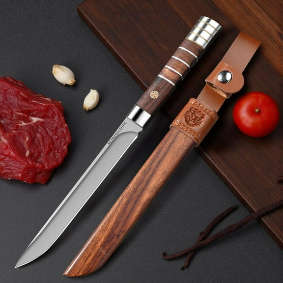 M390 Selected Stainless Steel Steak Knife with Wooden Sheath Cover, Multi-functional Outdoor Kitchen Knife, Easy to Carry