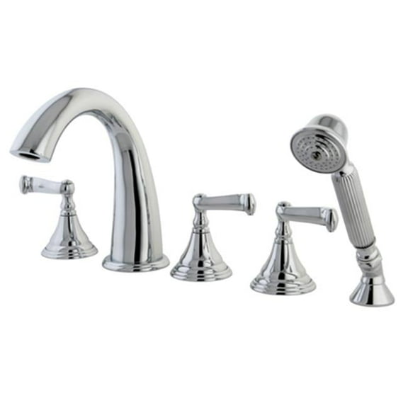 Three Handle Roman Tub Filler with Hand Shower