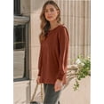 thumbnail image 3 of Womens Long Sleeve Tops Dressy Casual Shirts Pleated Crewneck Basic Blouses Fall Trendy Outfits, 3 of 6