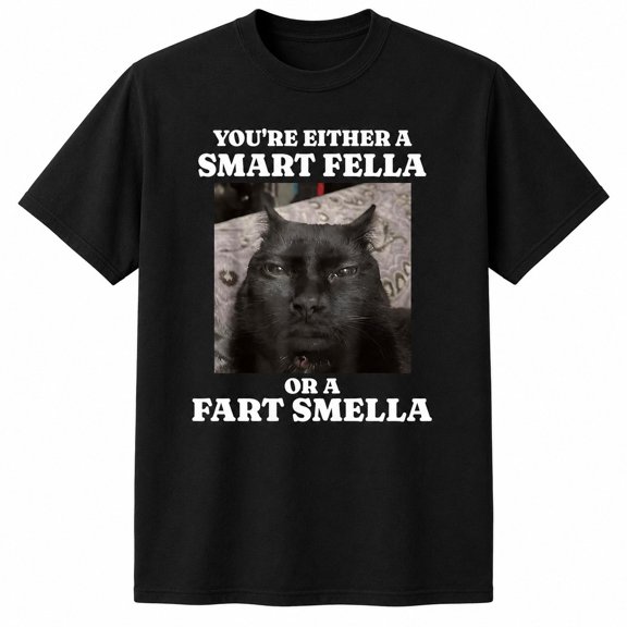 Veylor Haus Funny Cat Meme Graphic – Smart Fella Humor Tee, Unisex Cotton Short Sleeve