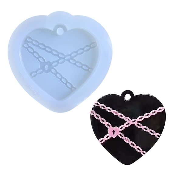 Peiiwdc Heart Keychain Silicone Mold Keychain Resin Mold Heart Epoxy Resin Casting Molds for Car