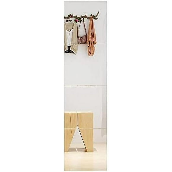ERDS-Wall Mirror for Home Gym Mirror, Full Length Mirrors Wall Mounted, Frameless Full Body Mirror Tiles for Wall, Door, Garage, 12" x4PCS