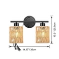 thumbnail image 2 of FSLiving Auto Twine Natural Rattan Wall Lamp by Motion Sensor Modern Adjustable Wall Sconces Plug-in Cord Spot Light Aisle Light 2 Heads for Rental Storey Bedroom Balcony Hallway, 2 of 8