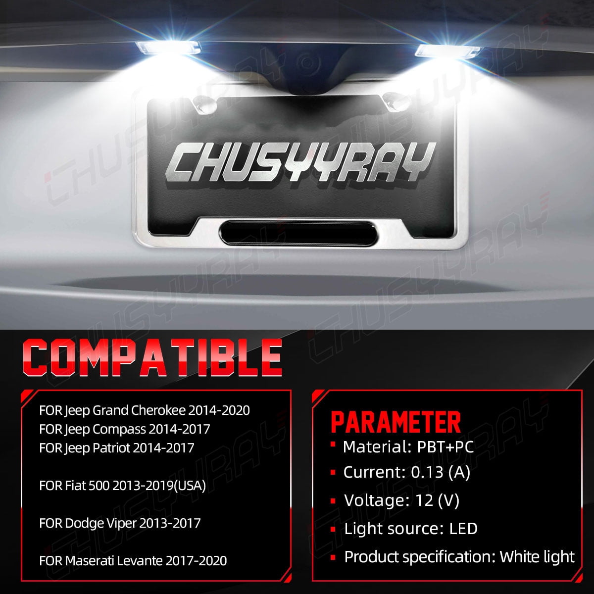 LED License Plate Light Tag Lamp Assembly For Jeep Patriot 2014-2017 Plug and Play 2Pcs