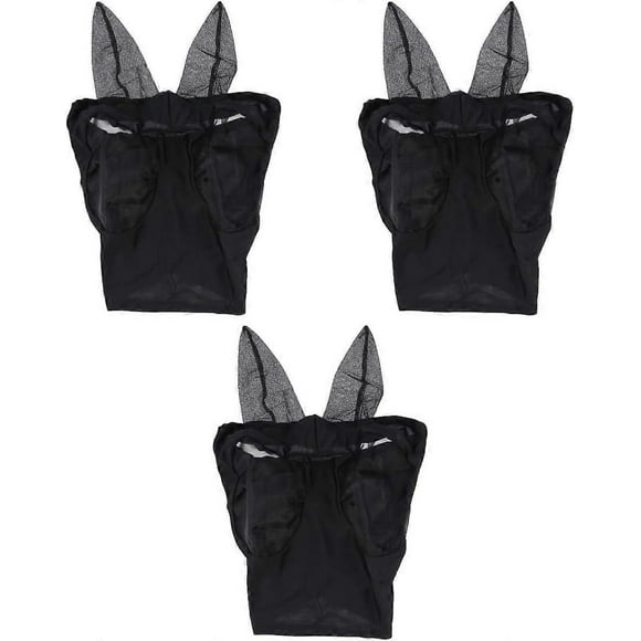 3pcs Horse Face Fly Bite Repellent Mask Outdoor Mesh Fly Bite Repellent Horse Head Black