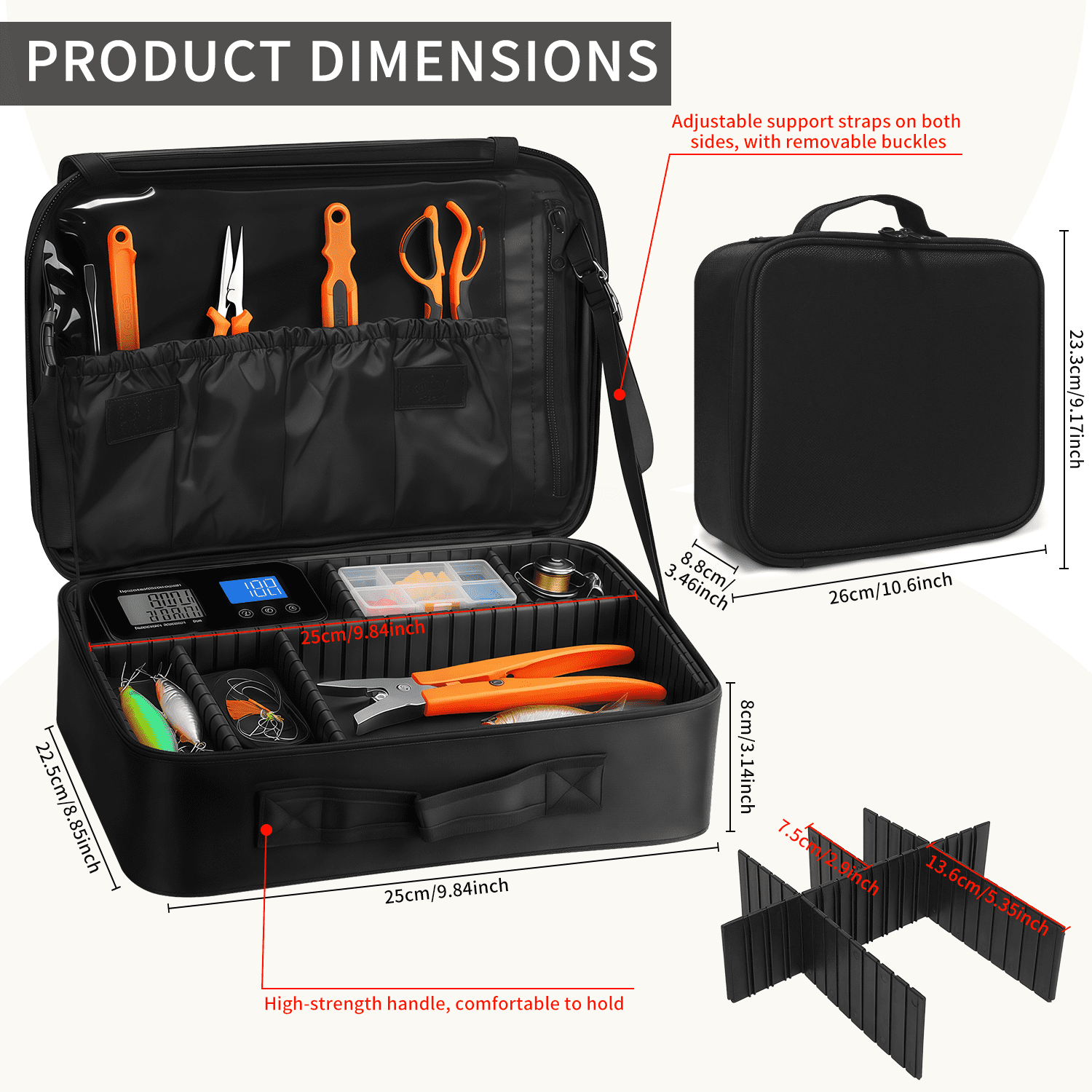 AGOPLEE Waterproof Fishing Reel Box Backpack with Shockproof Dividers & Multiple Pockets - Ideal for Ice Fishing Gear, Travel & Daily Use