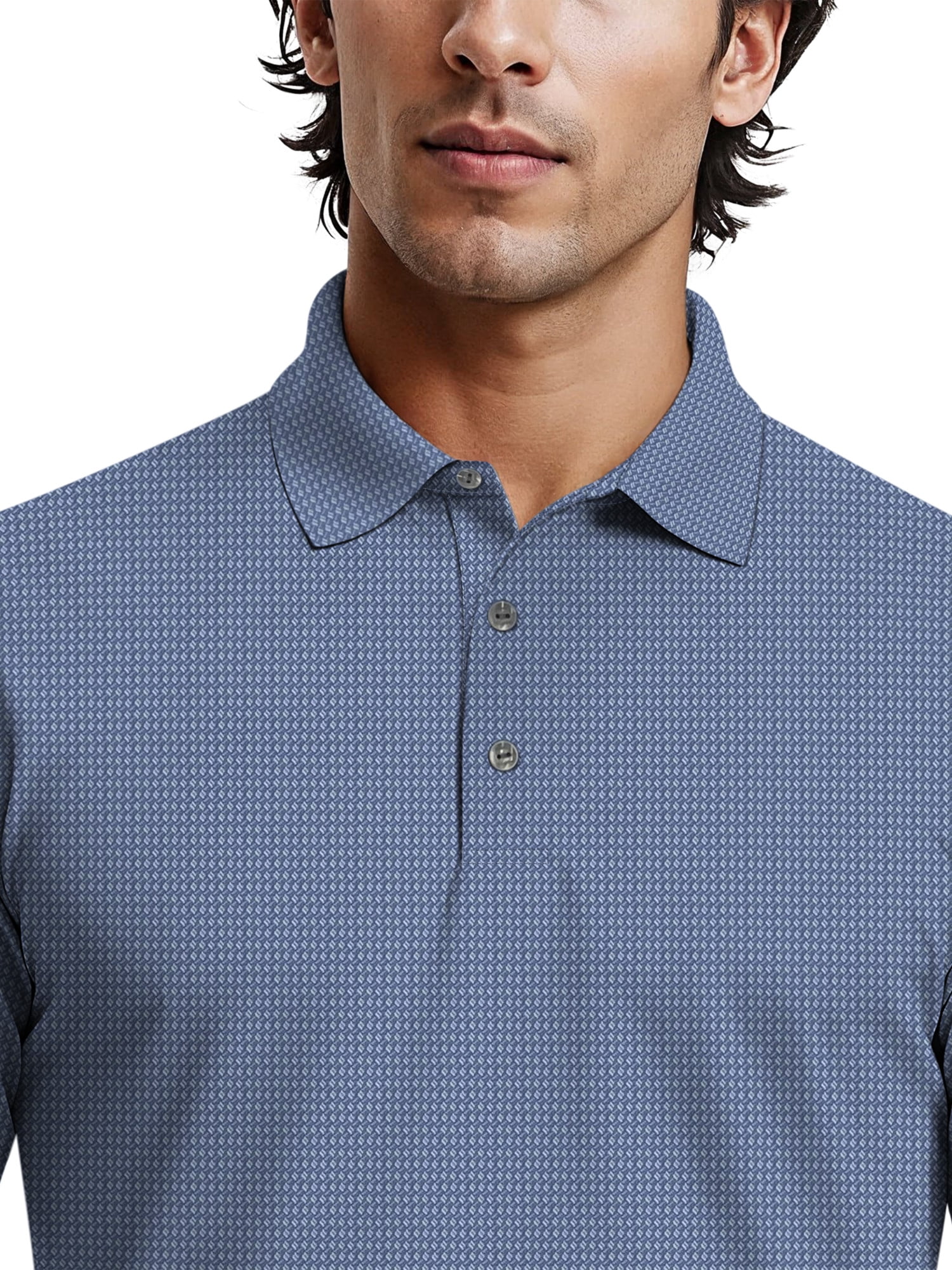 Ben Hogan Men's & Big Men's Performance Eco Mini Geo Jacquard Short Sleeve Polo Shirt, up to 5XL