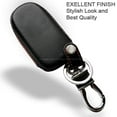thumbnail image 5 of Dobrev 4 Button Genuine Leather Case Protector Key Fob Smart Car Remote Holder for Dodge Ram Durango Challenger Jeep Trailhawk Grand Cherokee Smart Key (Black Leather), 5 of 7
