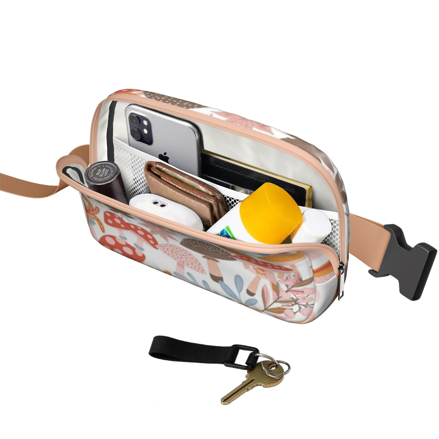 Crossbody Fanny Pack for Men&Women HandsFree Running Belt for Jogging with Adjustable Strap for Casual Running Hiking Cycling Mushroom Sporty Waist Pack