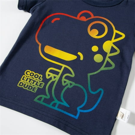 

TOWED22 Tops For Toddler Toddler Kids Baby Boys Girls Summer Cartoon Dinosaur Short Sleeve Crewneck T Shirts Tops Tshirt Kids Dark Blue