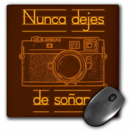 3dRose Picture of a Brown Rangefinder Camera Nunca dejes de soar, Mouse Pad, 8 by 8 inches