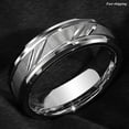 thumbnail image 3 of Tungsten Rings for Men Wedding Bands for Him Womens Wedding Bands for Her 6mm Silver Leaf New Brushed Style, 3 of 9