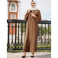 thumbnail image 2 of IBTOM CASTLE Abayas for Women Muslim Dress Prayer Clothes Zipper Maxi Long Robe Kaftan Dresses Islamic Dubai Loose Abaya Dress 3XL Brown, 2 of 8