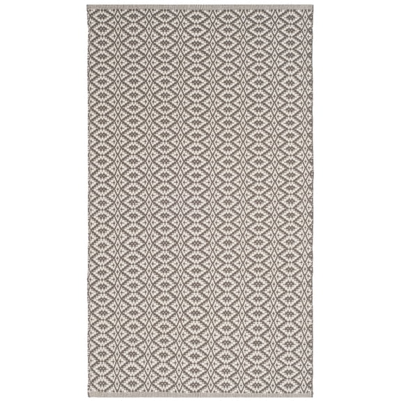 SAFAVIEH Montauk Corrine Geometric Cotton Area Rug, Ivory/Grey, 4' x 6'