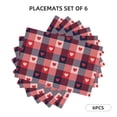 thumbnail image 2 of Placemats Set Of 4 / 6, Red Heart Plaid Placemats For Dining Table Indoor/Outdoors Heat Resistant Washable Placemats 18" X 12", 2 of 8