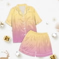 thumbnail image 6 of Little Girls Pajamas Set Silk Satin Gradient Short Sleeve Button-Down Loungewear with Shorts Toddler Summer Pajamas Silk PJS for Girls 4T, 6 of 7