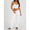 thumbnail image 6 of Cargo Sweatpants for Women - Straight Leg Joggers Women Sweat Pants for Girls Y2k Clothes White M, 6 of 10