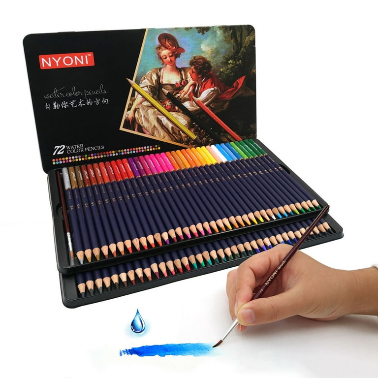 NYONI Artist Soft Watercolor Pencils Professional Water Soluble Colored  Pencils Kit For Drawing Painting Kids Art Supplies