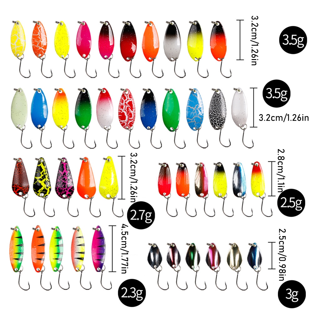 43PCS Fishing Lures Gear Kit Metal Swivel Sequins Trout Rig Jigs Hooks Angling Tackle Box Accessories Pike Walleye Salmon Perch Freshwater Saltwater
