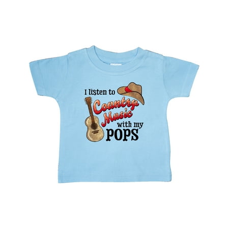 

Inktastic I Listen to Country Music with my Pops with Guitar and Hat Gift Baby Boy or Baby Girl T-Shirt