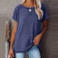 thumbnail image 2 of Pntutb Moda Mujer Ocio Color sólido Manga corta Cuello redondo Casual Tops sueltos Pntutb Pntutb-1976, 2 of 8