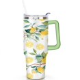 thumbnail image 2 of 40 oz Tumbler Lemon with Handle Stainless Steel Water Bottle SpillProof Cup Car Cup Holder Friendly for Gym Travel Office, 2 of 7