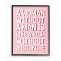 Stupell Industries Woman Without Man Funny Word Fashion Modern Pink Design Framed Giclee Texturized Art by Daphne Polselli