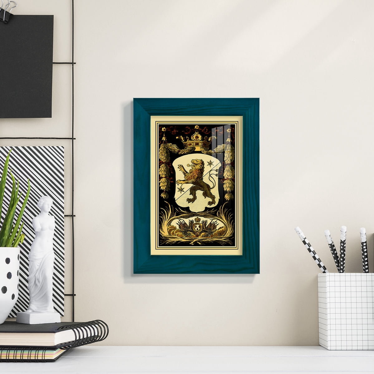 Family Crest III -Framed Print w/glass-Ocean Blue